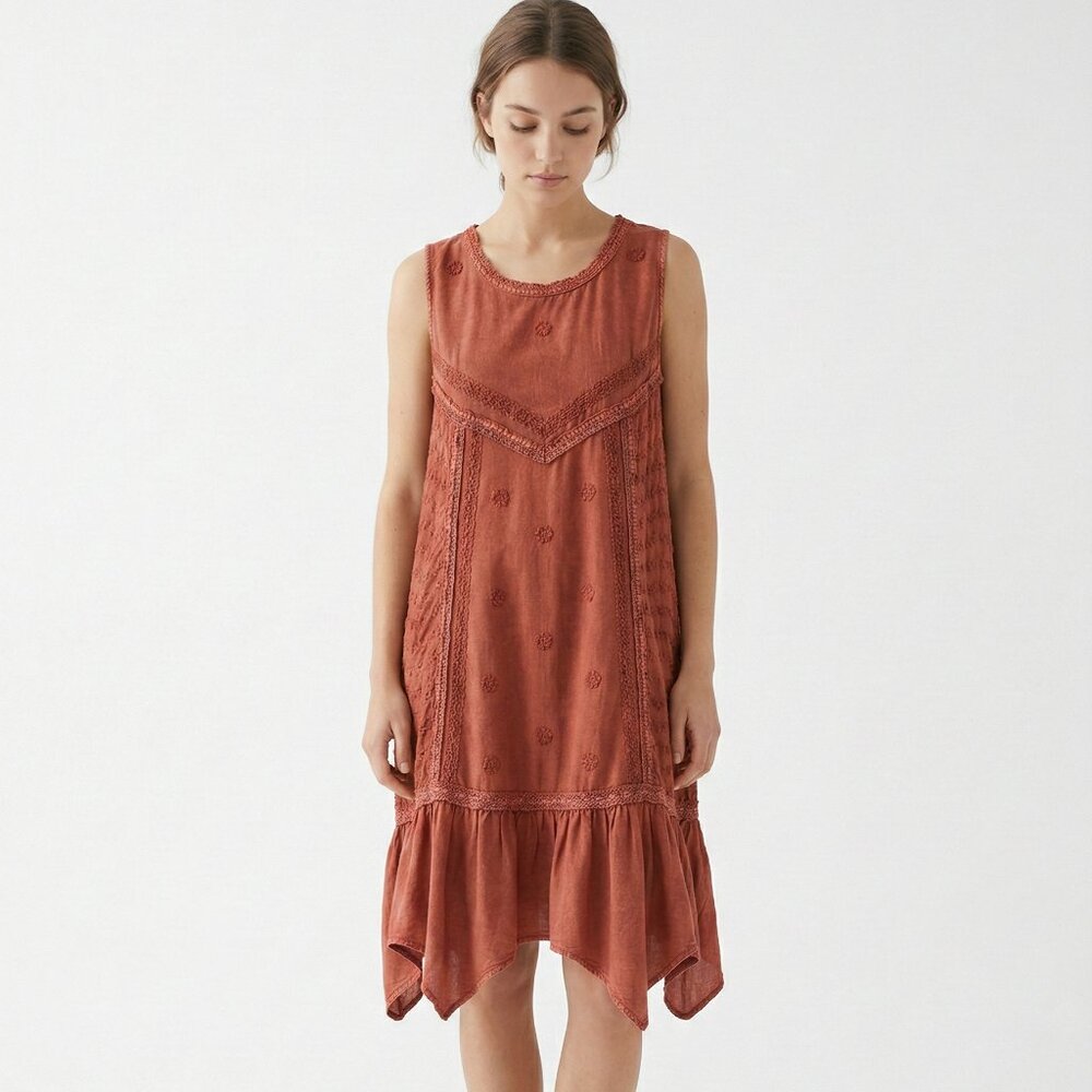 My Choice Dress Mineral Washed Embroidered Hippie Casual Festival OSFM